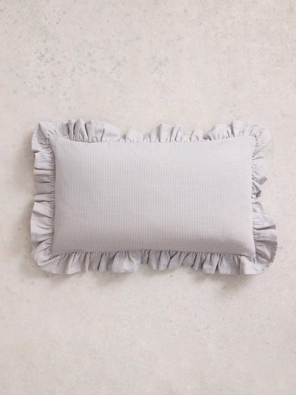 Inside Story Ruffle Cushion in BLUE PR - FLAT BACK