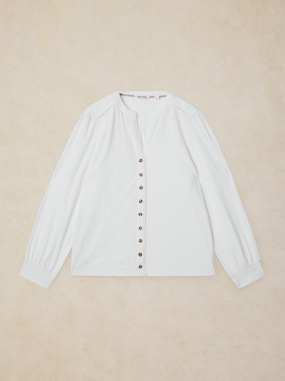 REGAN TEXTURED SHIRT in BRIL WHITE - FLAT FRONT