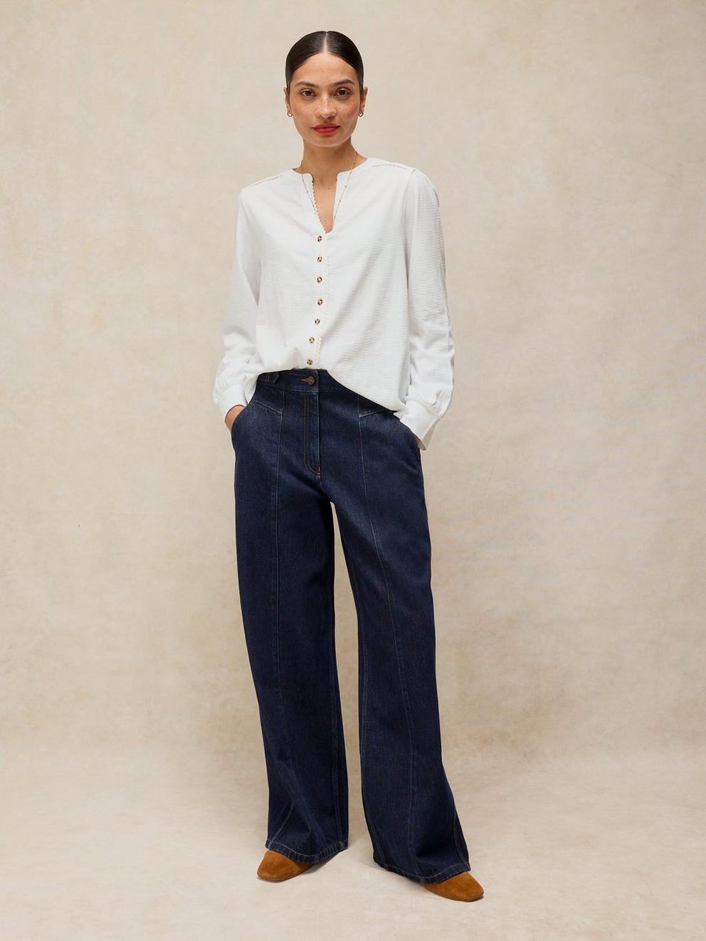 REGAN TEXTURED SHIRT in BRIL WHITE - MODEL FRONT
