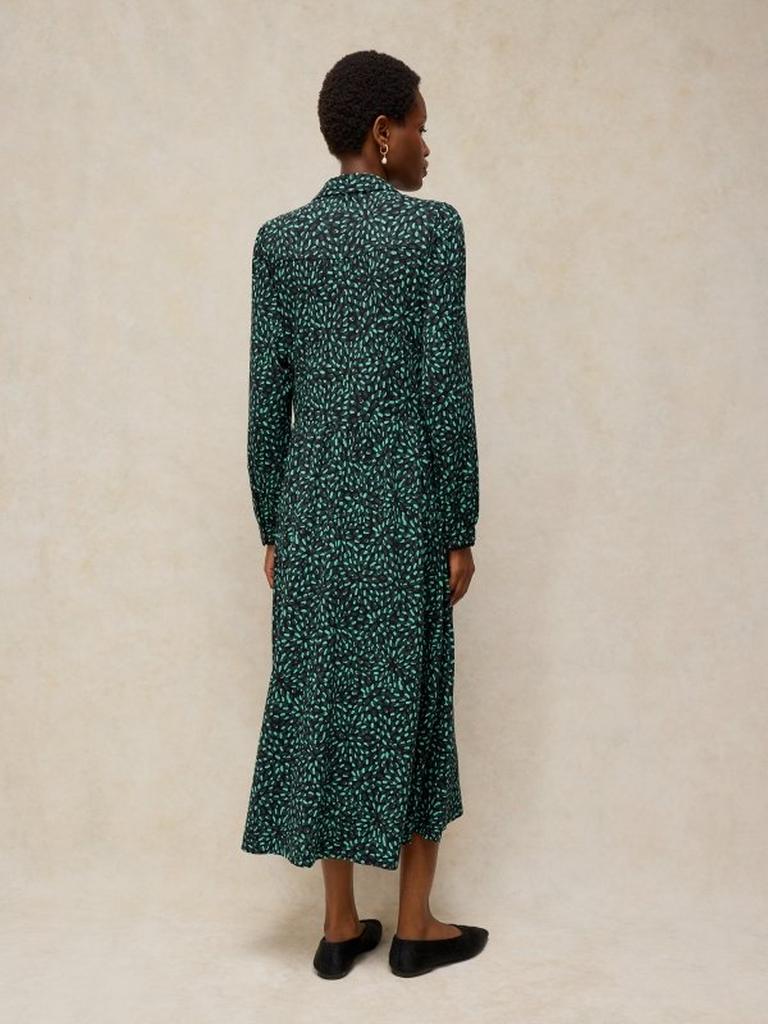 REEGAN JERSEY DRESS in GREEN MLT - MODEL BACK