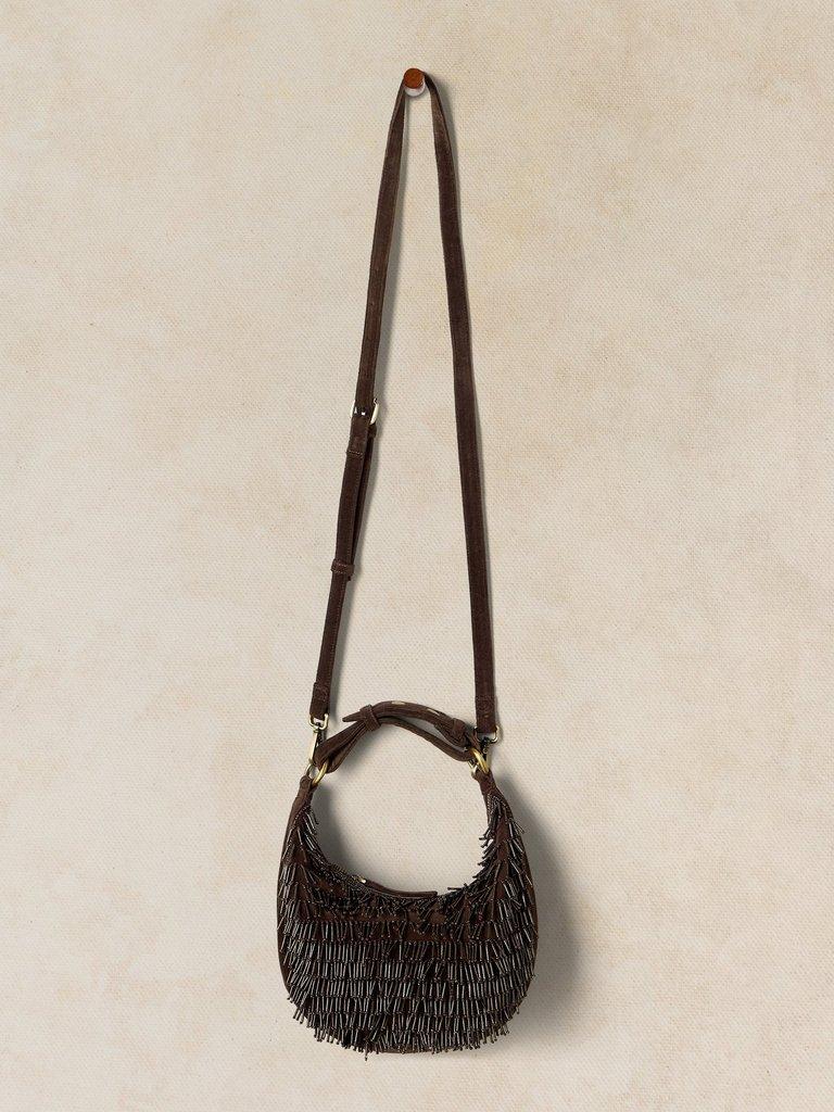 TIA TASSEL PARTY BAG in DK BROWN - FLAT FRONT