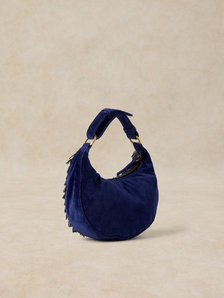 TIA TASSEL PARTY BAG in MID BLUE - FLAT BACK