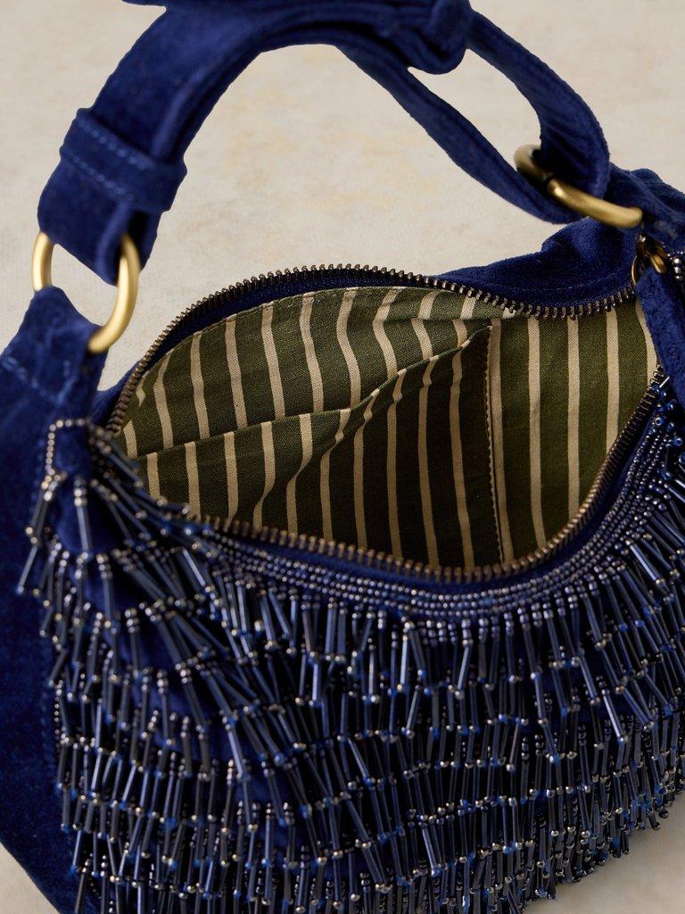 TIA TASSEL PARTY BAG in MID BLUE - FLAT DETAIL