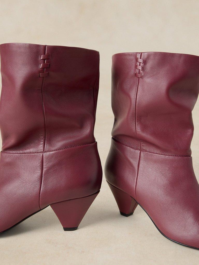 CHRISSIE SLOUCH BOOT in DEEP RED - FLAT DETAIL