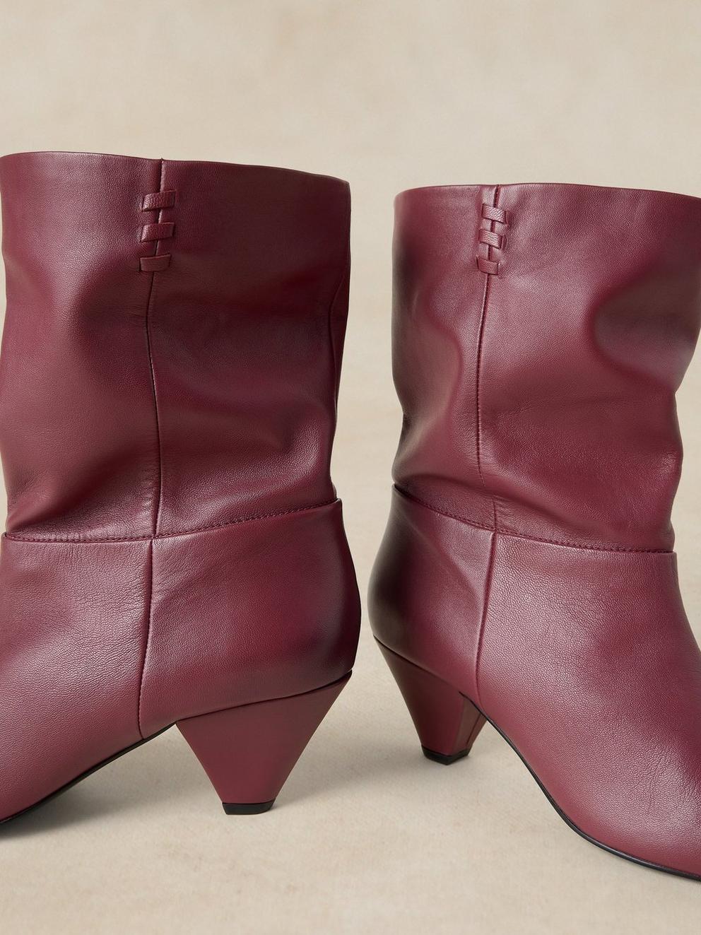 CHRISSIE SLOUCH BOOT in DEEP RED - FLAT DETAIL