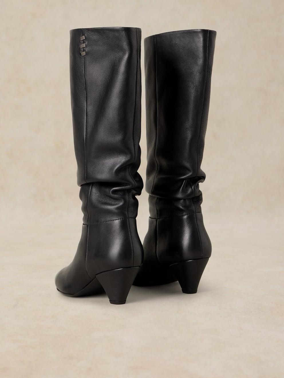 CHRISSIE KNEE HIGH SLOUCH BOOT in PURE BLK - FLAT BACK