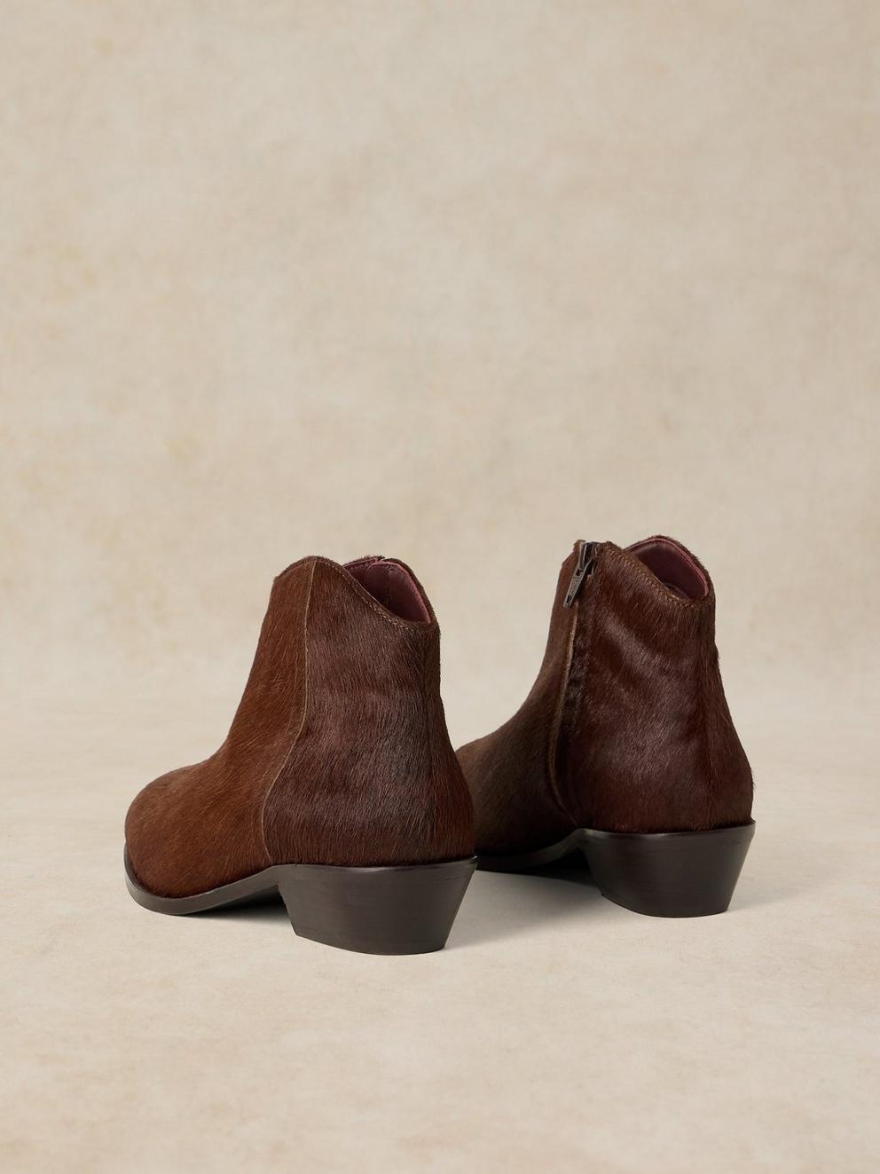 WIDE FIT ANIMAL ANKLE BOOT in DK BROWN - FLAT BACK