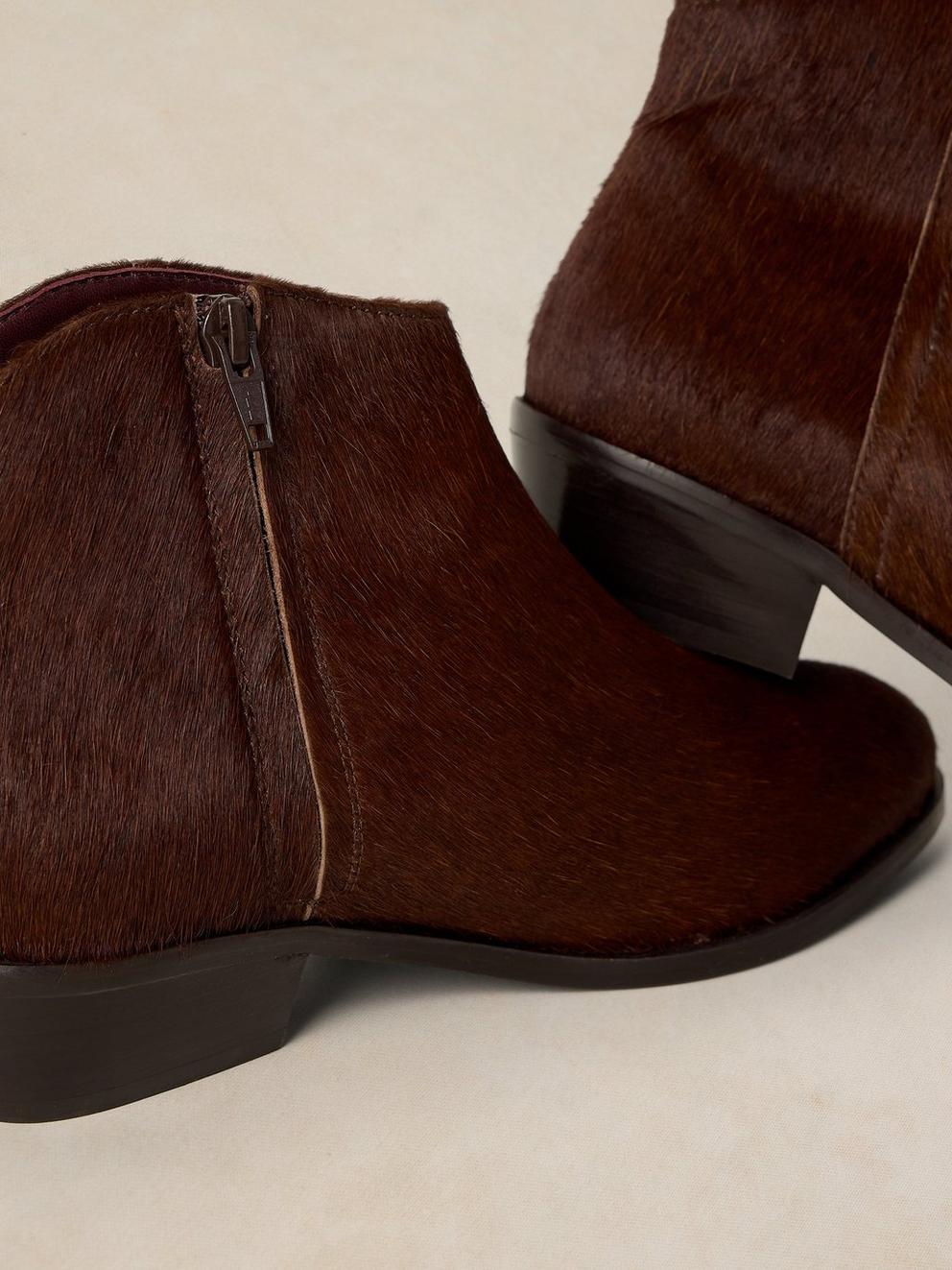 WIDE FIT ANIMAL ANKLE BOOT in DK BROWN - FLAT DETAIL