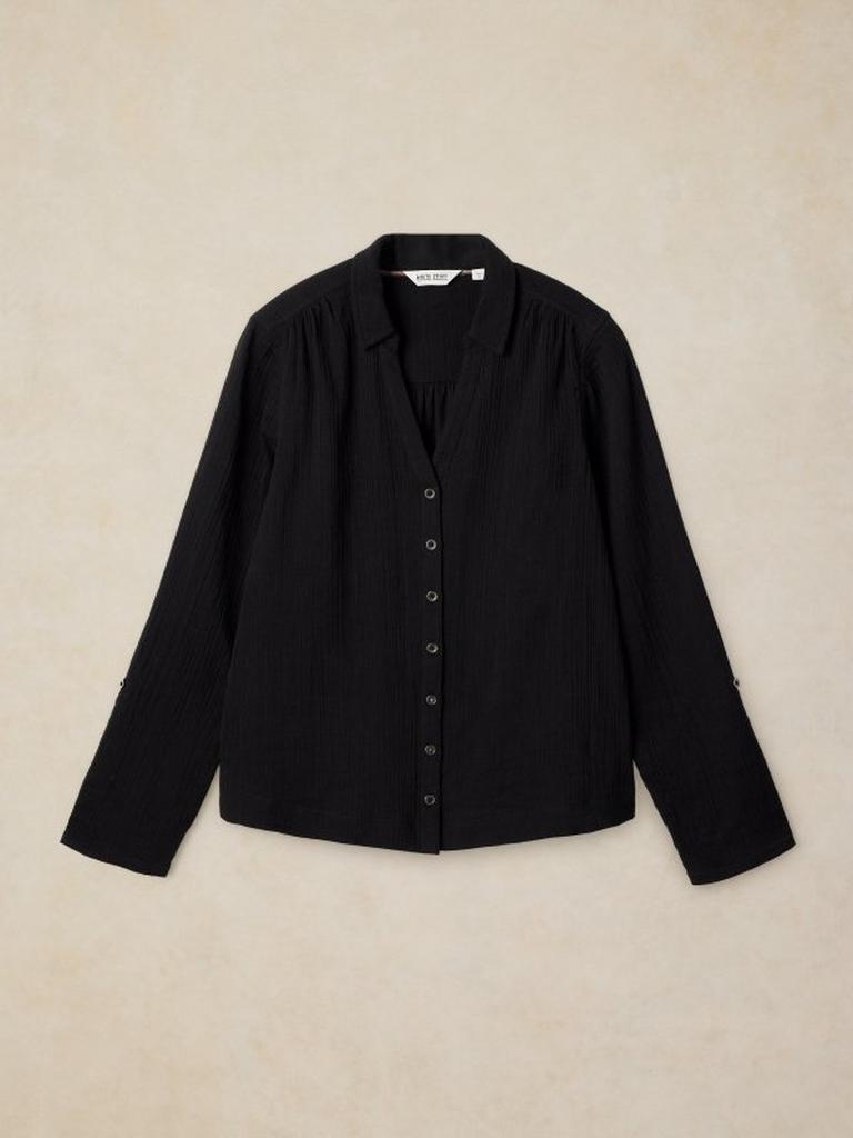 ANNIE DOUBLE CLOTH in PURE BLK - FLAT FRONT