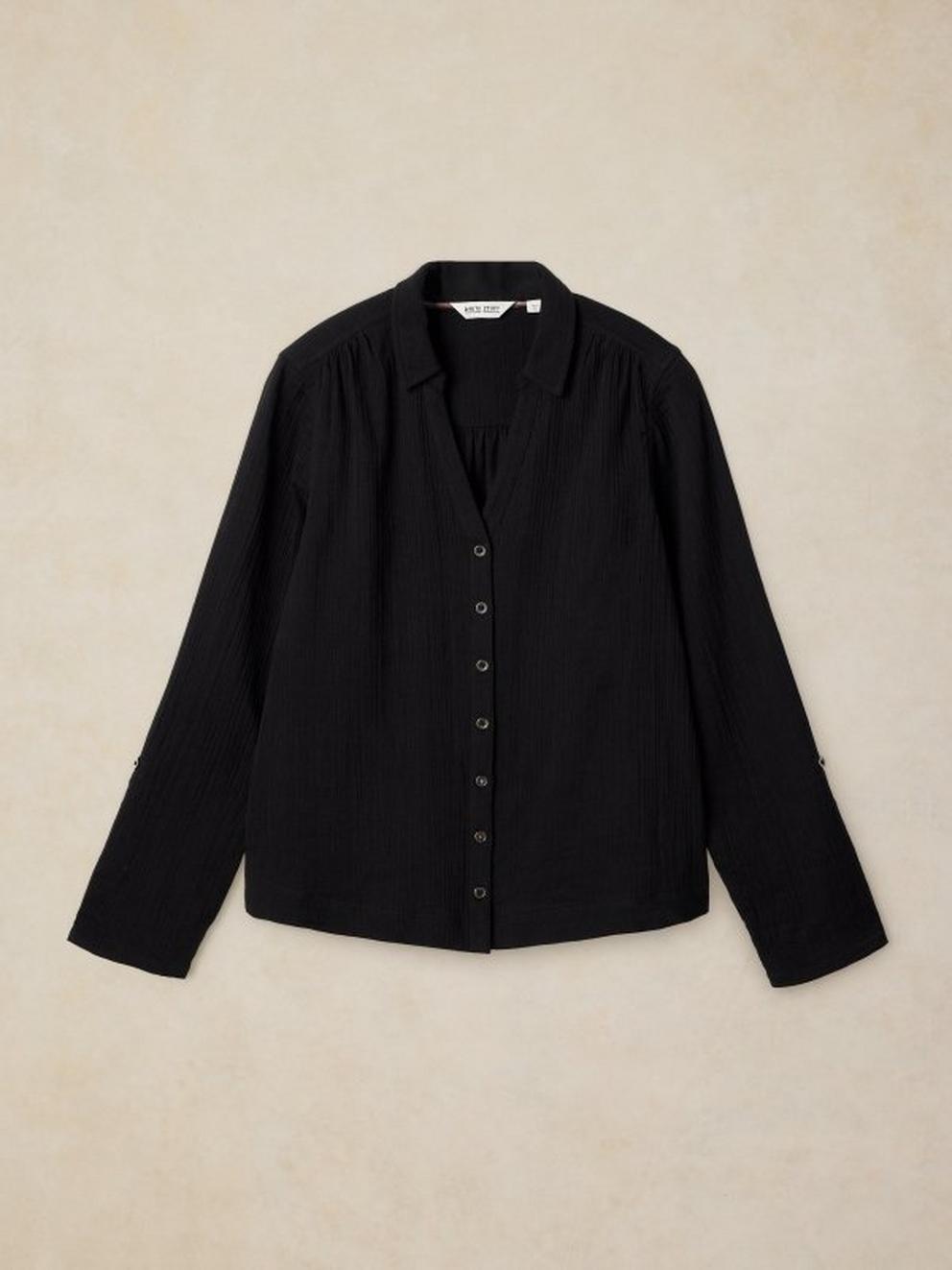 ANNIE DOUBLE CLOTH in PURE BLK - FLAT FRONT