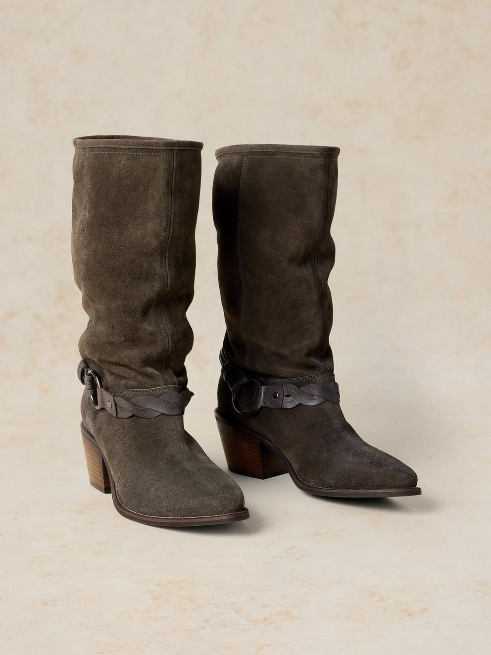 SAVANNAH SLOUCH BOOT in MID GREY - FLAT FRONT