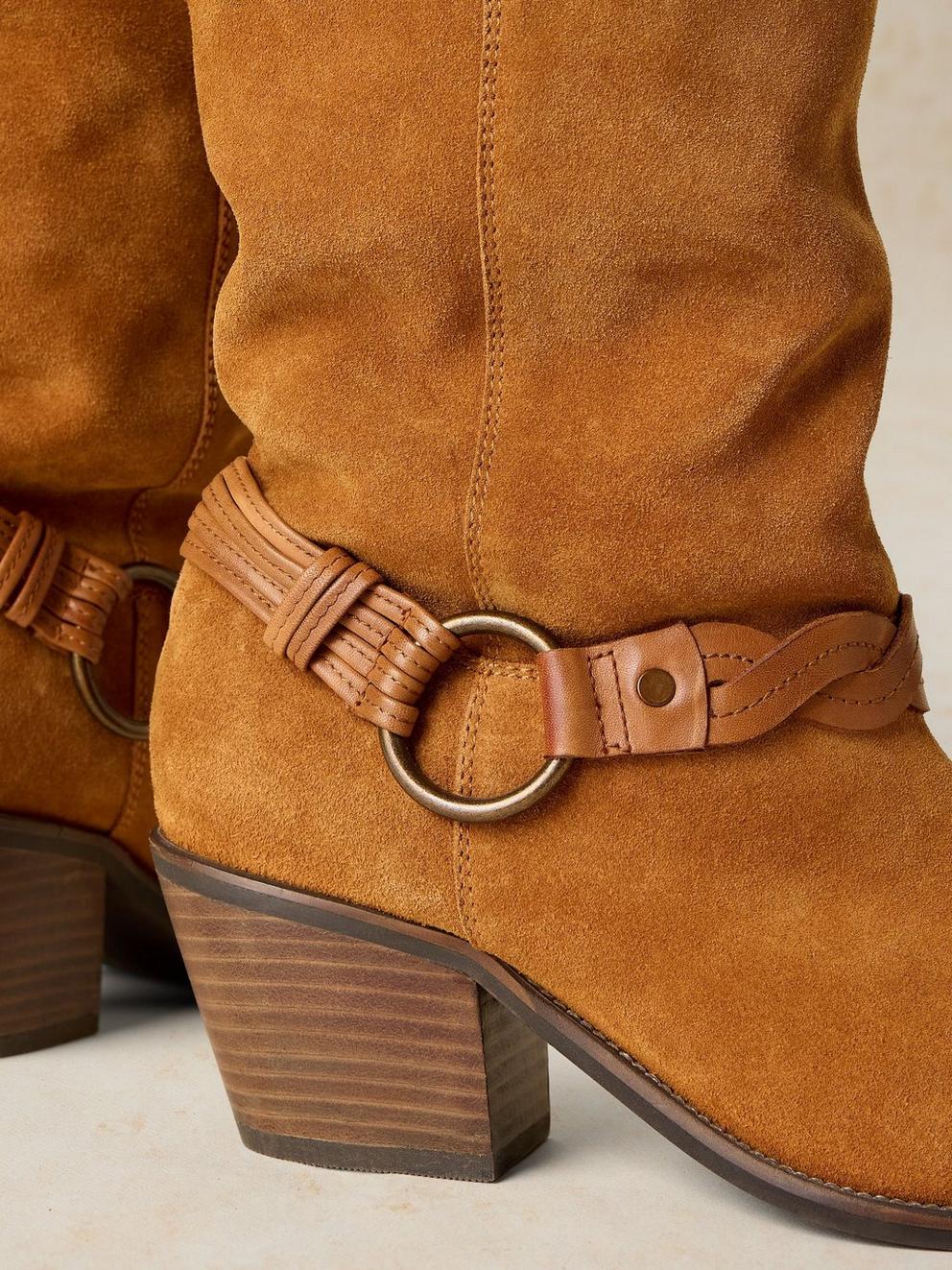 SAVANNAH SLOUCH BOOT in MID TAN - FLAT DETAIL