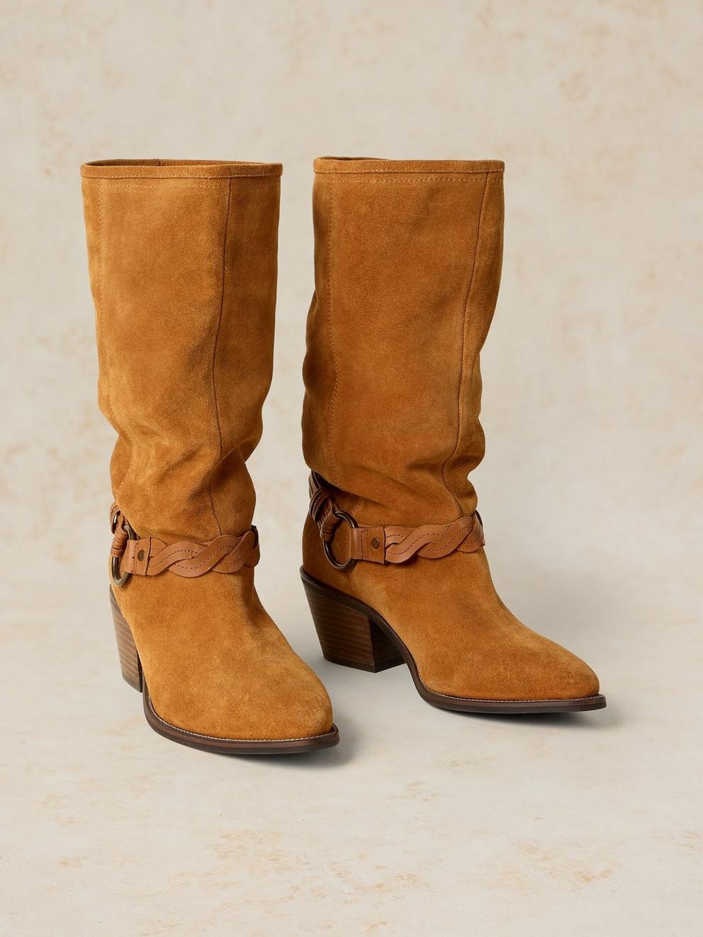 SAVANNAH SLOUCH BOOT in MID TAN - FLAT FRONT