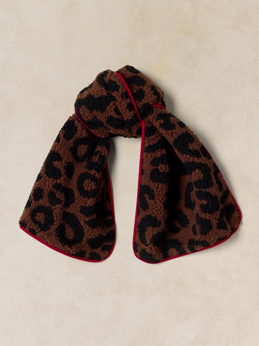 BORG LEOPARD SCARF in NAT MLT - FLAT FRONT