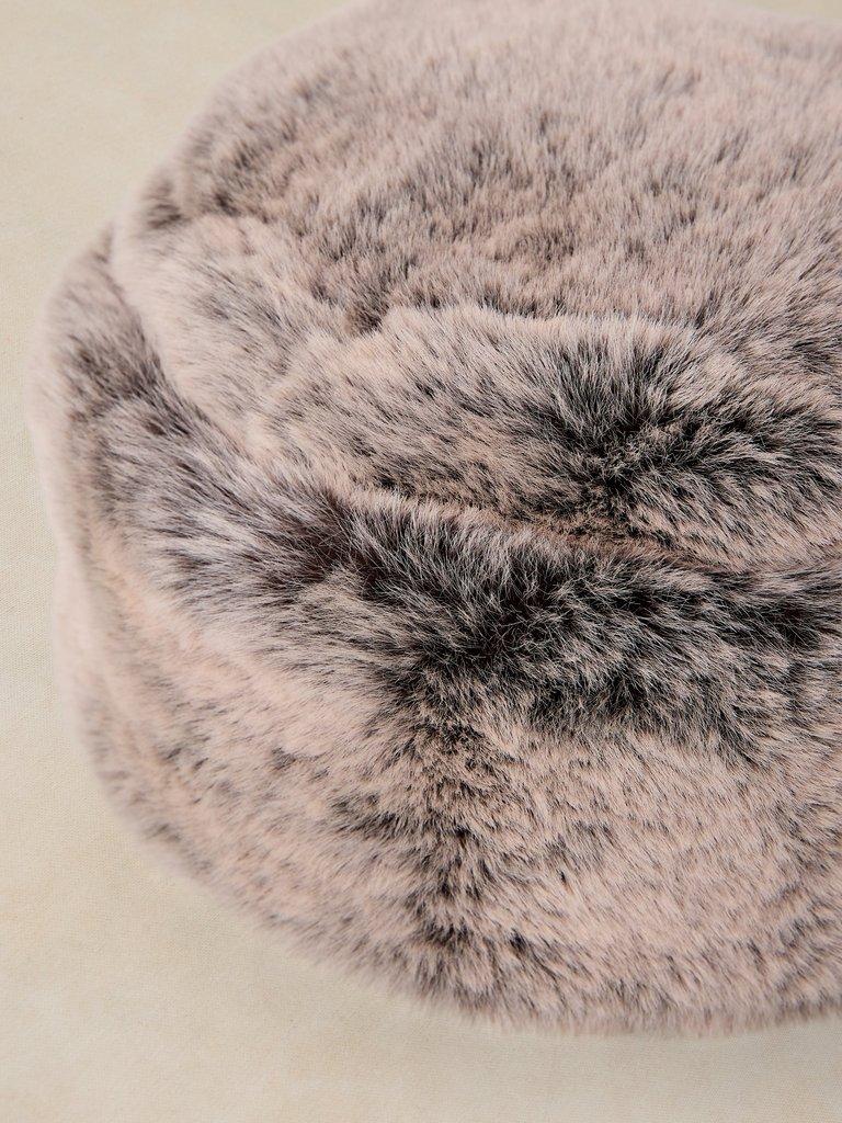 FAUX FUR HAT in BROWN MLT - FLAT DETAIL