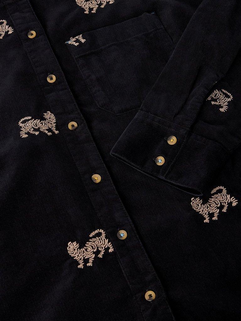 LIBBY EMBROIDERED CORD SHIRT in BLK MLT - FLAT DETAIL
