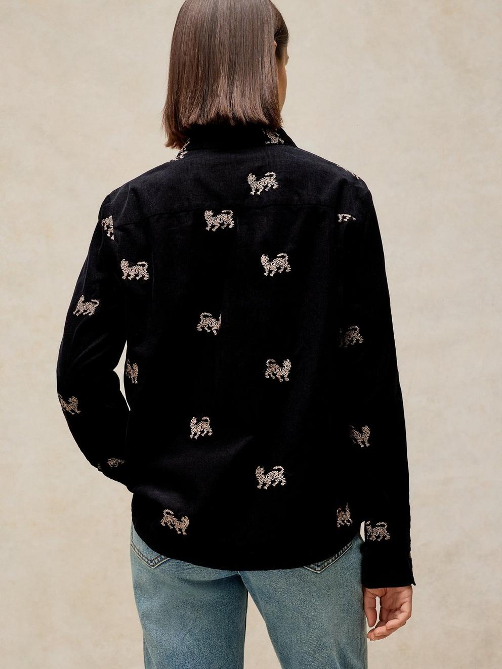 LIBBY EMBROIDERED CORD SHIRT in BLK MLT - MODEL BACK