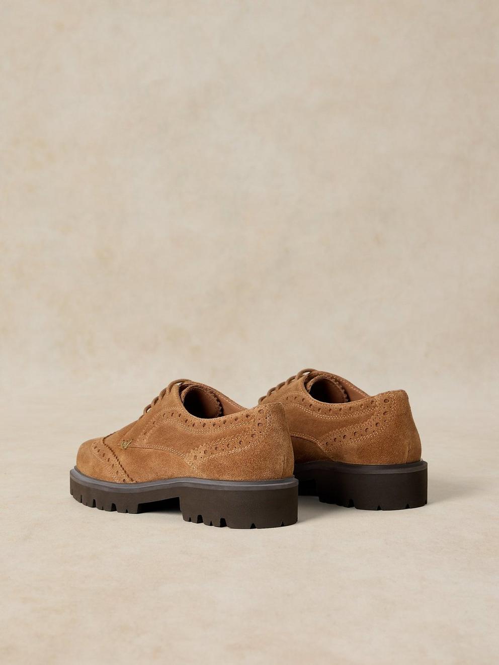 THALIA CHUNKY LEATHER BROGUE in MID TAN - FLAT BACK