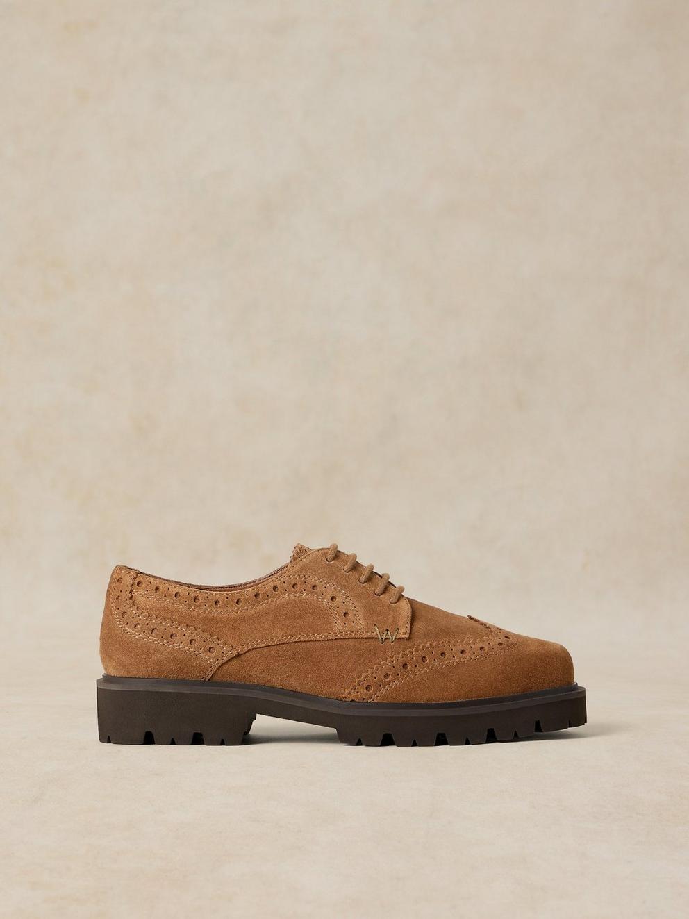 THALIA CHUNKY LEATHER BROGUE in MID TAN - LIFESTYLE