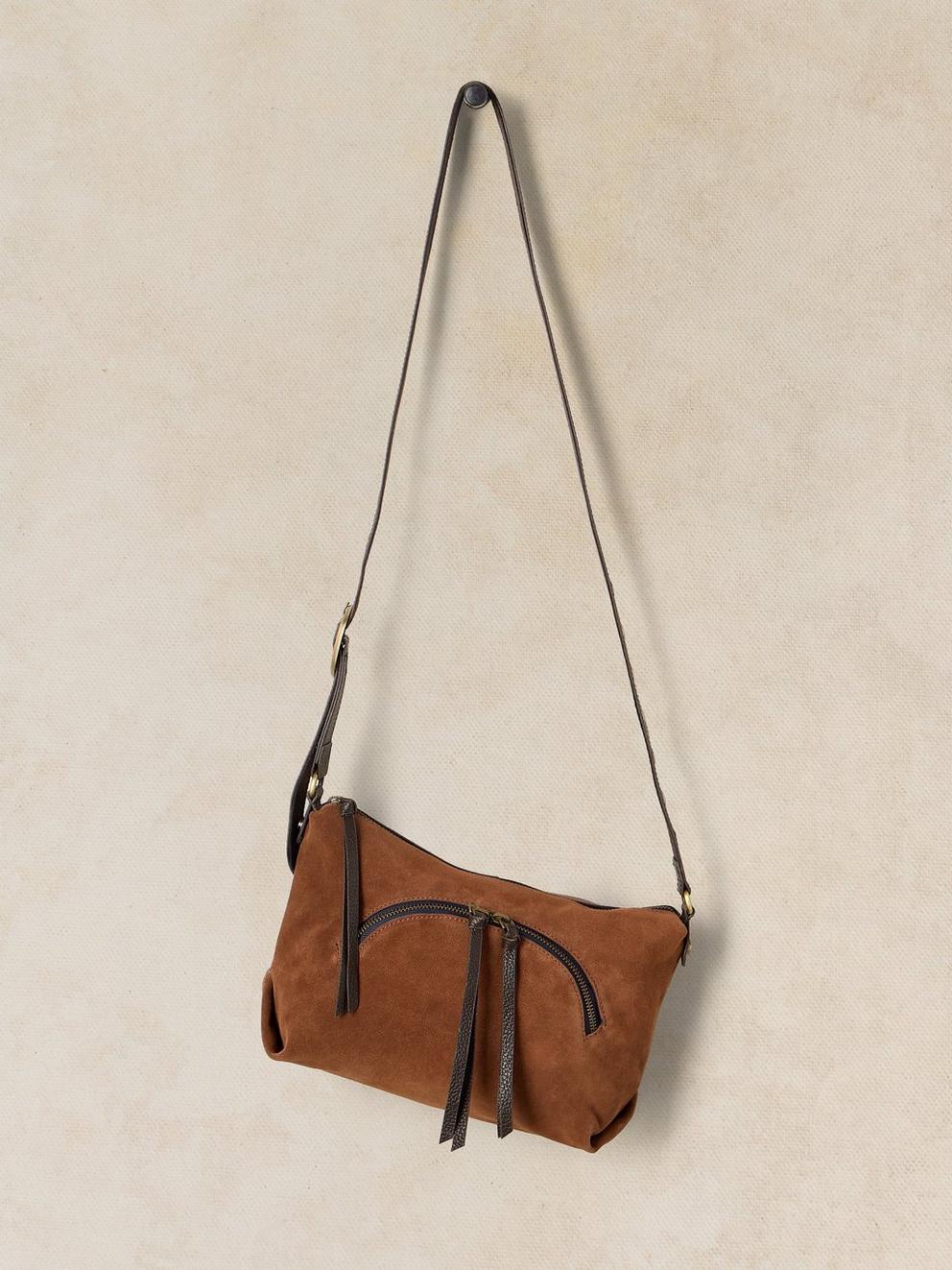 HOLLIE CROSSBODY BAG in MID TAN - FLAT FRONT