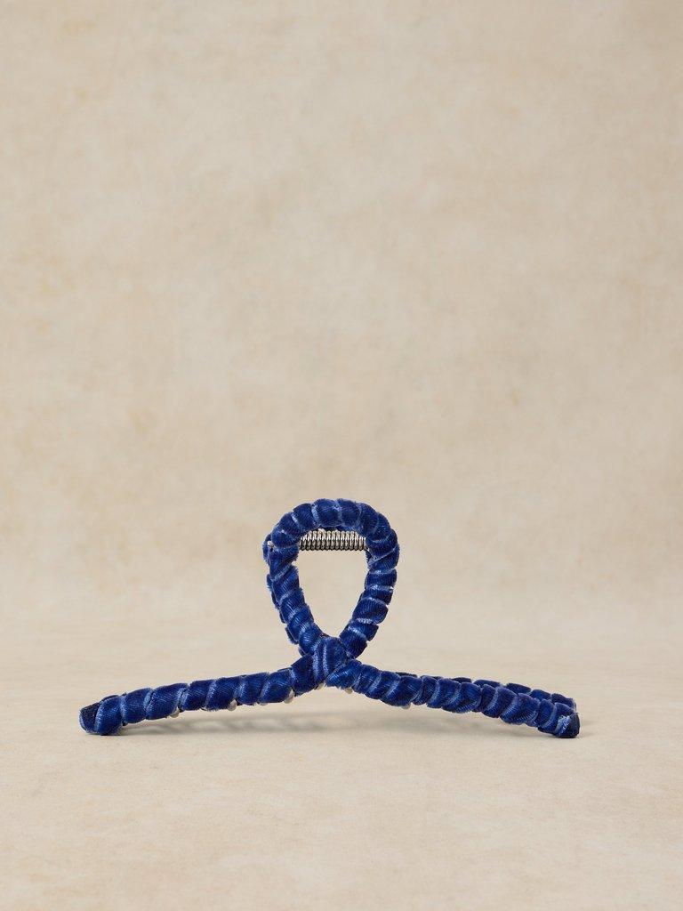 VELVET CLAW CLIP in DK BLUE - FLAT FRONT