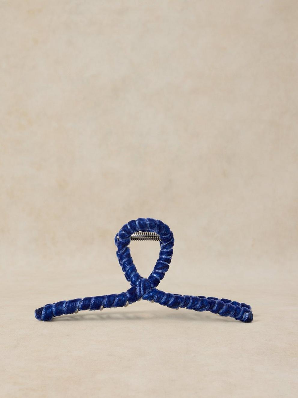 VELVET CLAW CLIP in DK BLUE - FLAT FRONT