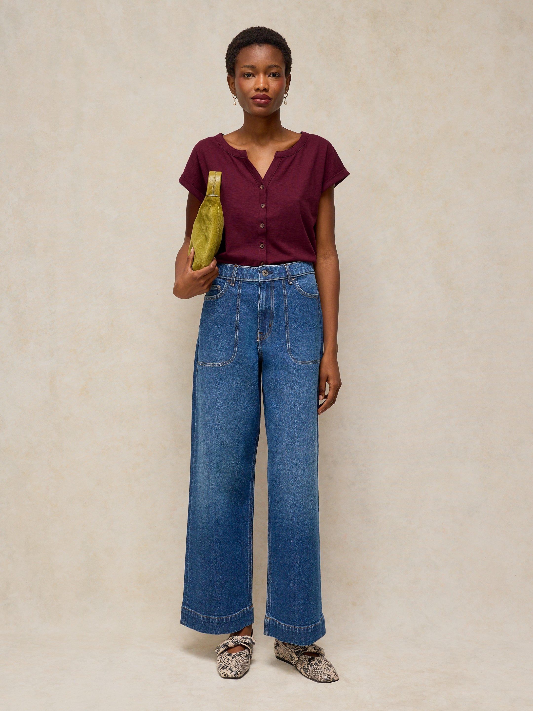 NINA NOTCH BUTTON TEE