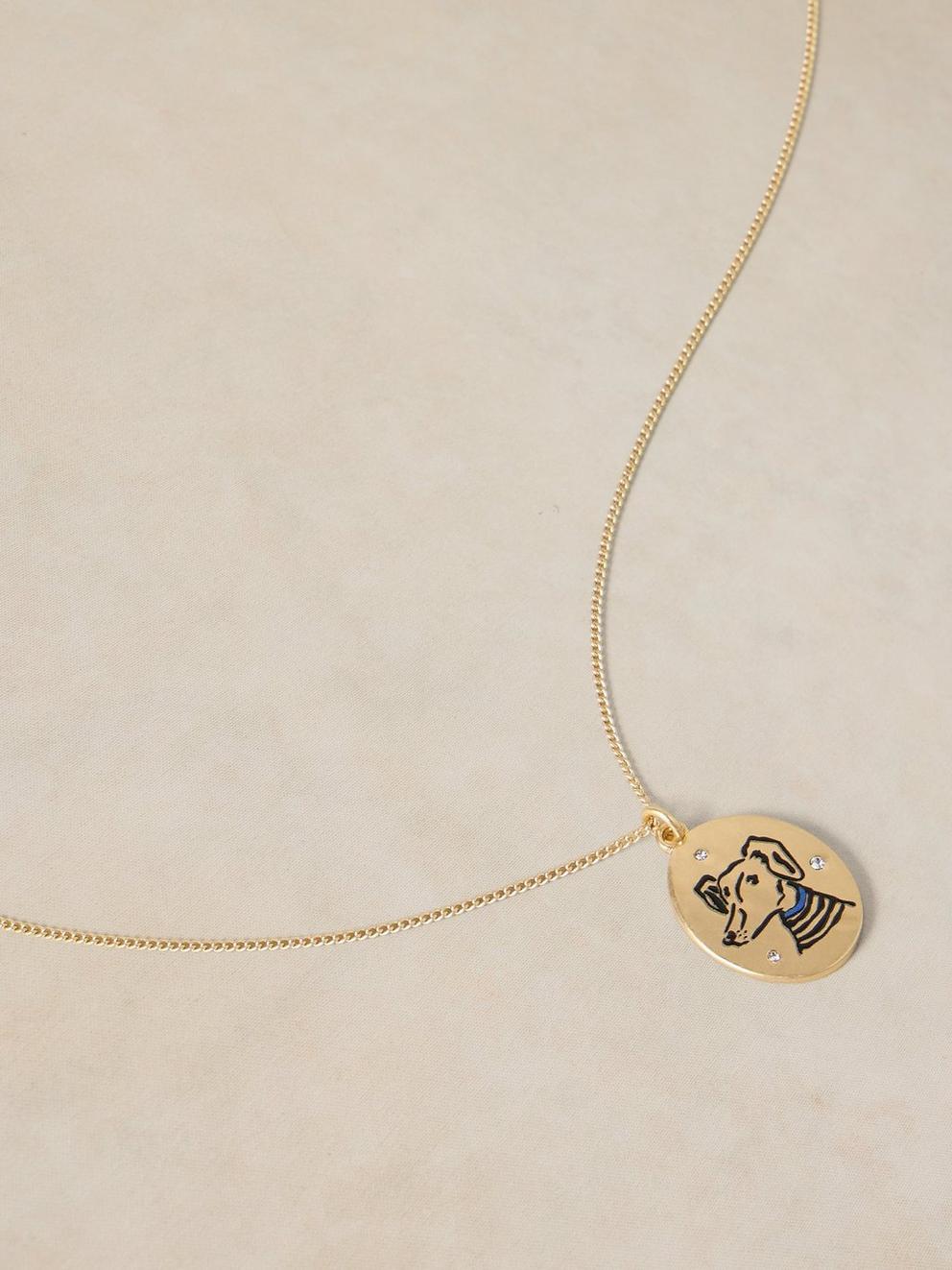 PET PAL DOG NECKLACE in GLD TN MET - FLAT DETAIL