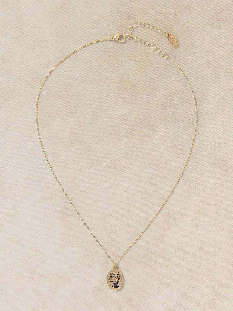 PET PAL DOG NECKLACE in GLD TN MET - FLAT FRONT
