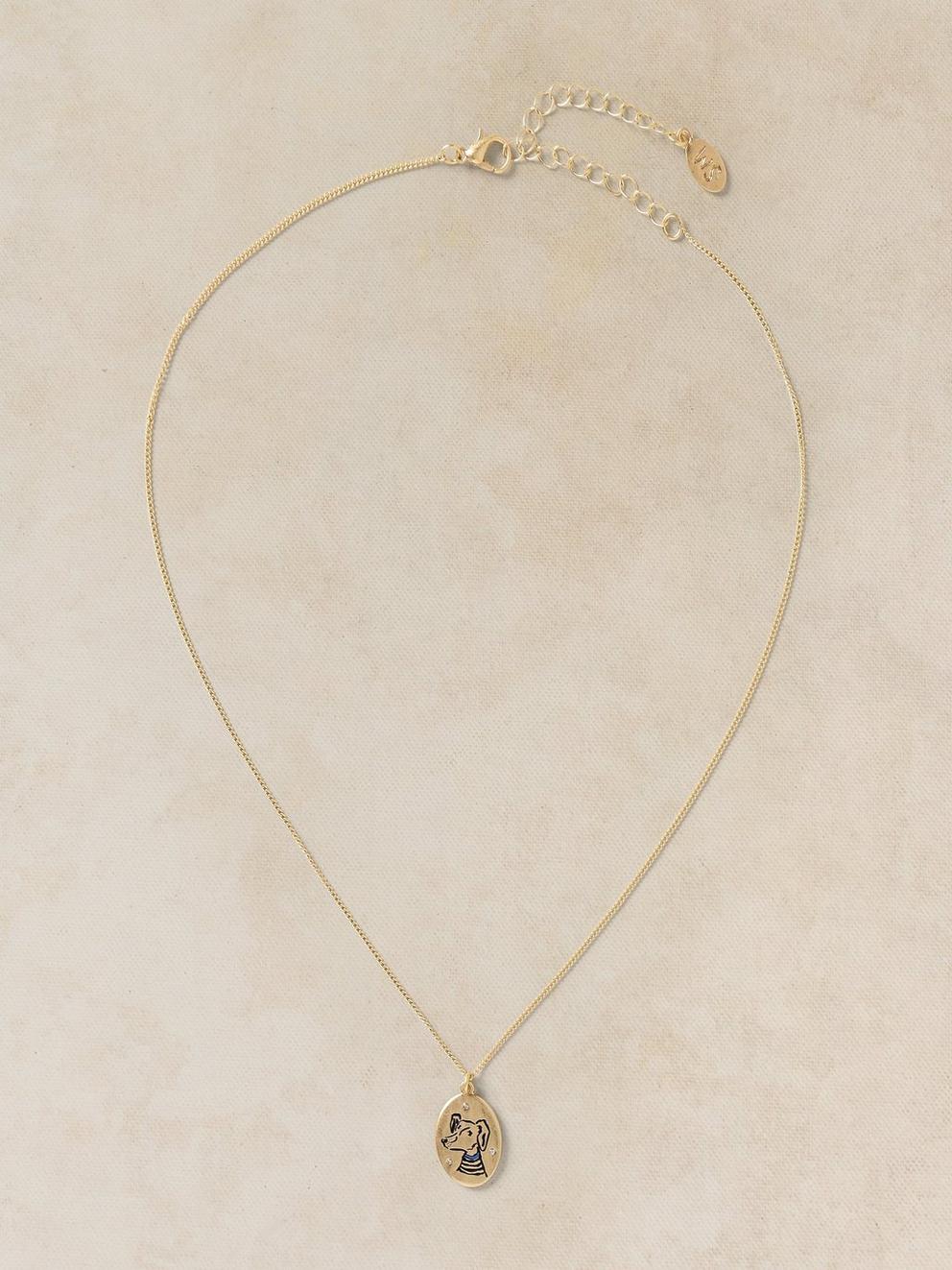 PET PAL DOG NECKLACE in GLD TN MET - FLAT FRONT