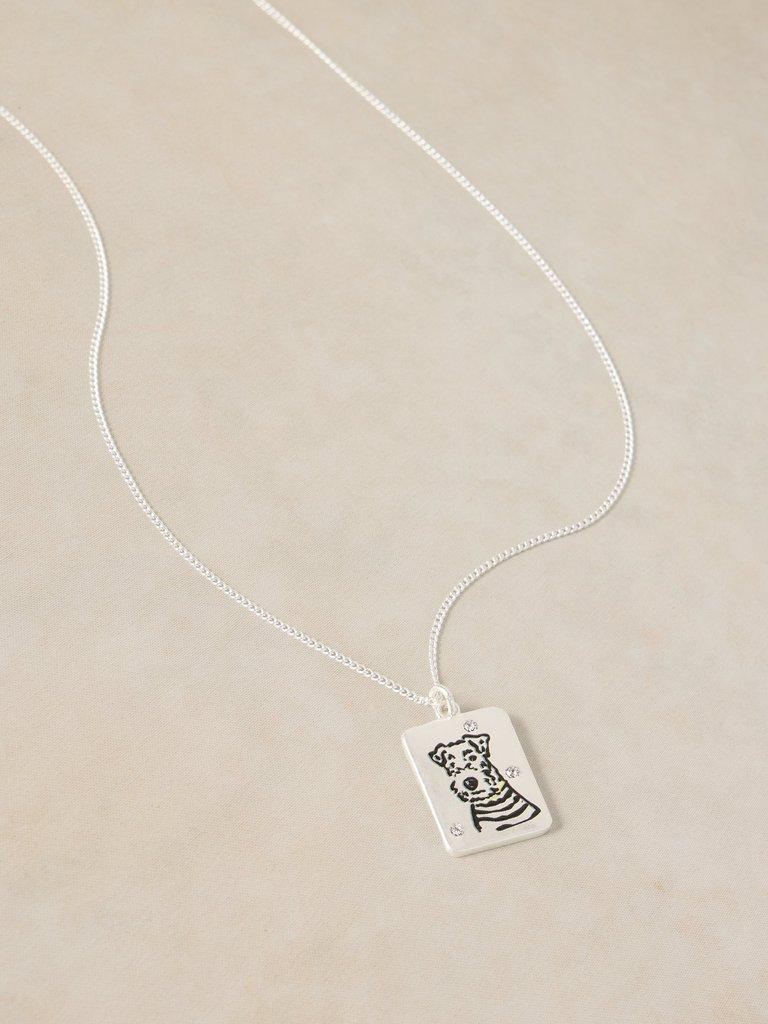 PET PAL DOG NECKLACE in SLV TN MET - FLAT DETAIL