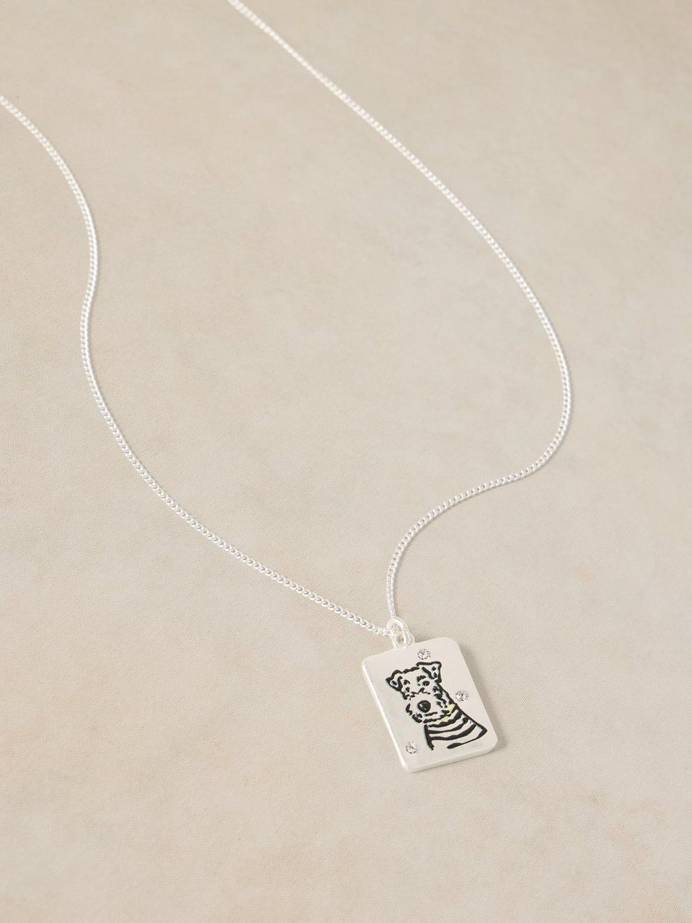 PET PAL DOG NECKLACE in SLV TN MET - FLAT DETAIL