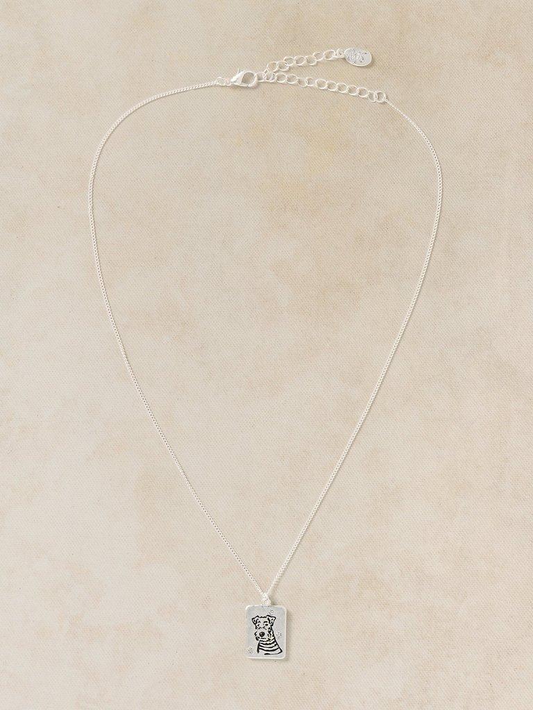 PET PAL DOG NECKLACE in SLV TN MET - FLAT FRONT
