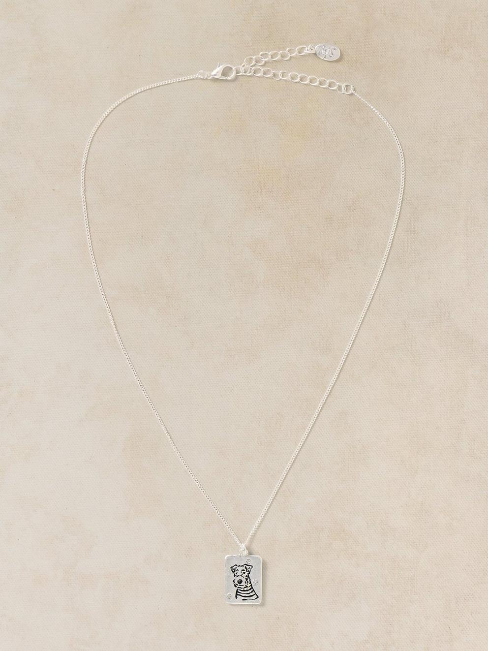 PET PAL DOG NECKLACE in SLV TN MET - FLAT FRONT