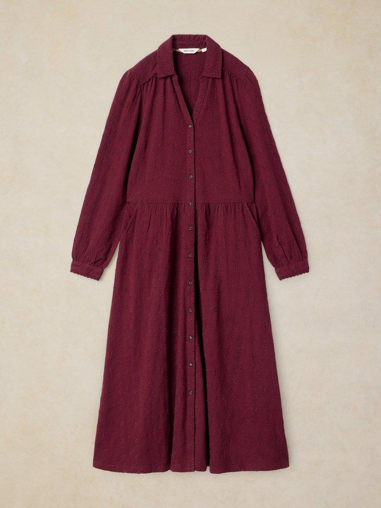REEGAN EMBROIDERY JERSEY DRESS in PLUM PR - FLAT FRONT