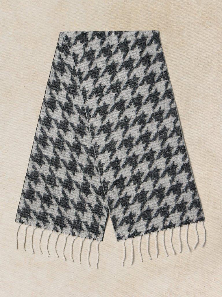 HOUNDSTOOTH BRUSHED SCARF in BLK MLT - FLAT BACK