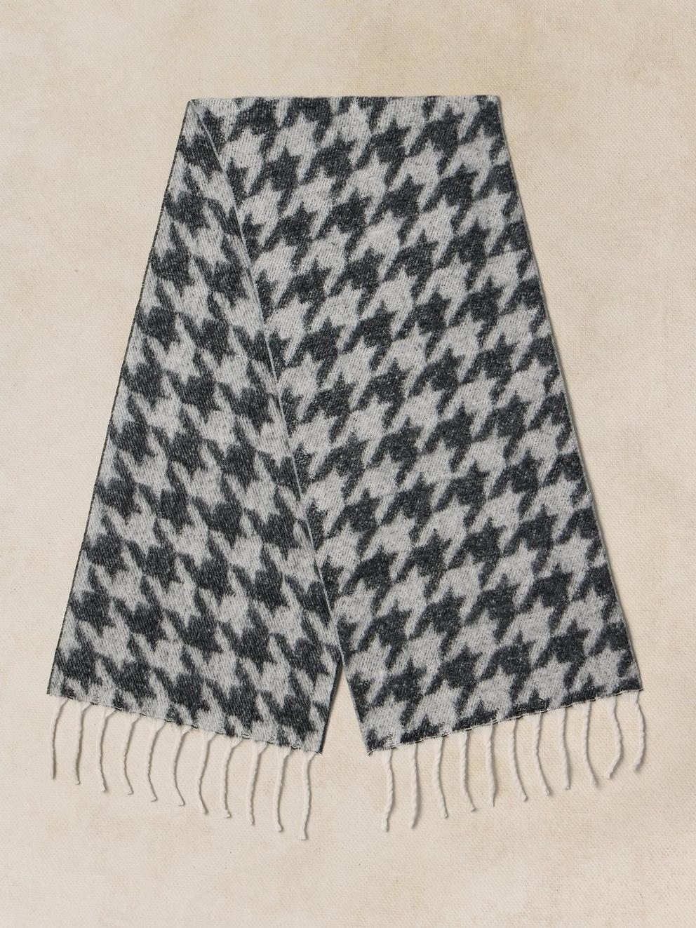 HOUNDSTOOTH BRUSHED SCARF in BLK MLT - FLAT BACK