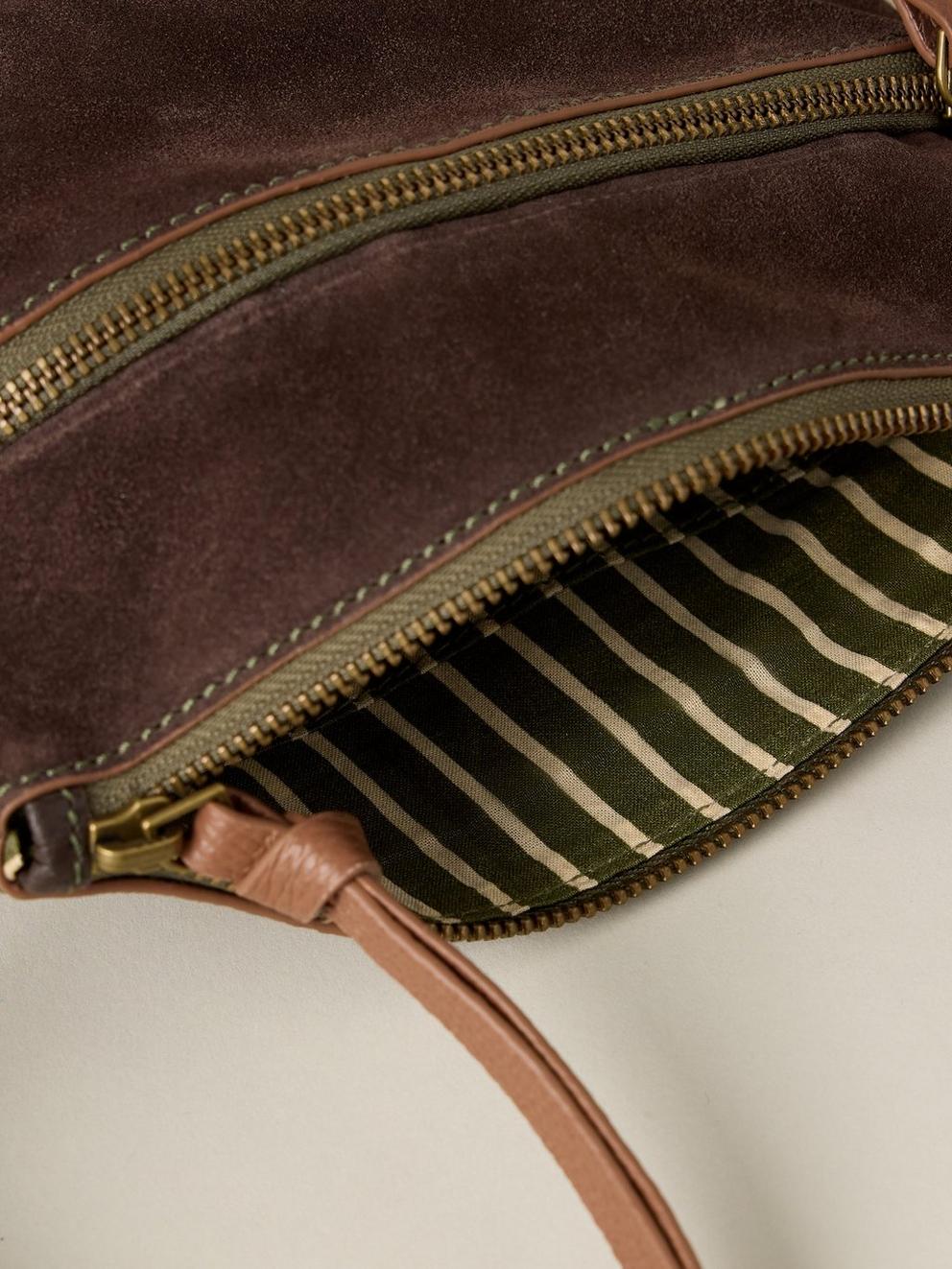 HOLLIE MINI CROSSBODY BAG in DK BROWN - FLAT DETAIL