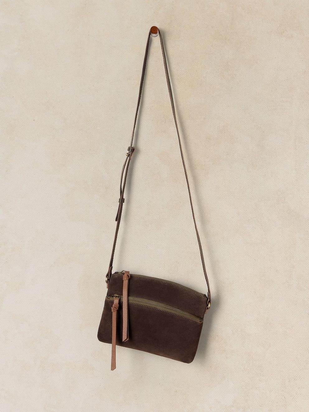 HOLLIE MINI CROSSBODY BAG in DK BROWN - FLAT FRONT