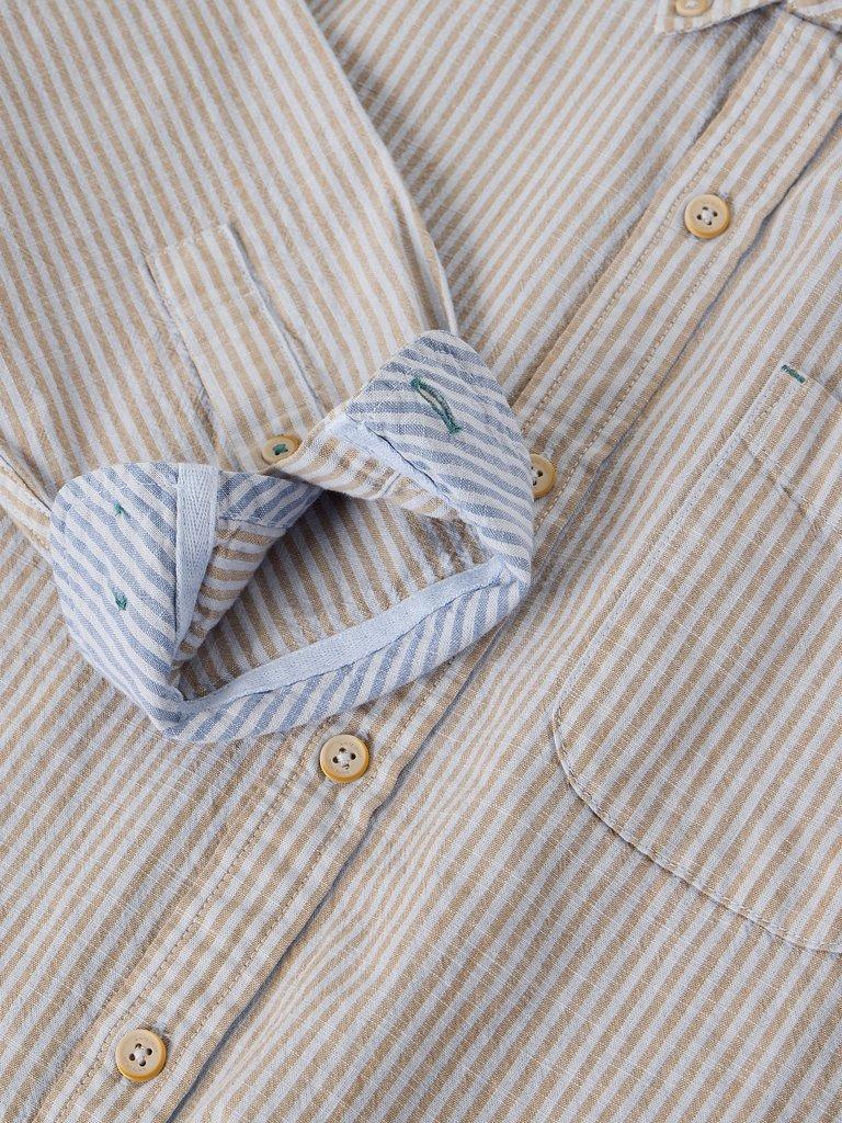 BRUTON COTTON STRIPE SHIRT in BLUE MLT - FLAT DETAIL
