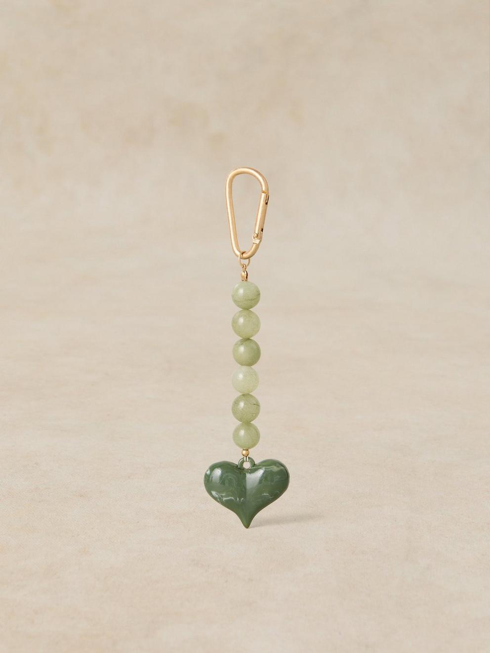 HEART BAG CHARM in LGT GREEN - FLAT FRONT