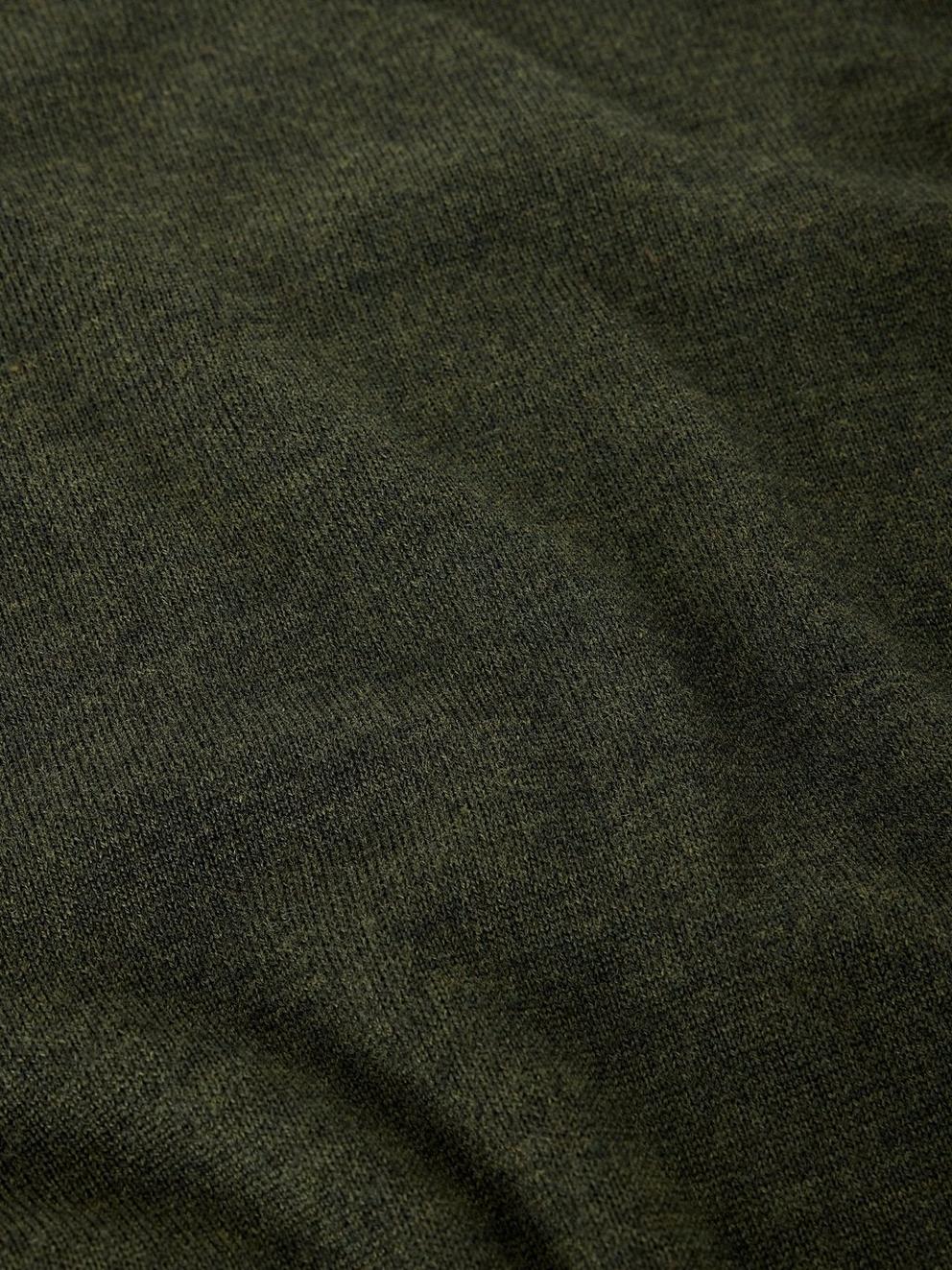 CONWAY MERINO CREW JUMPER in KHAKI GRN - FLAT DETAIL