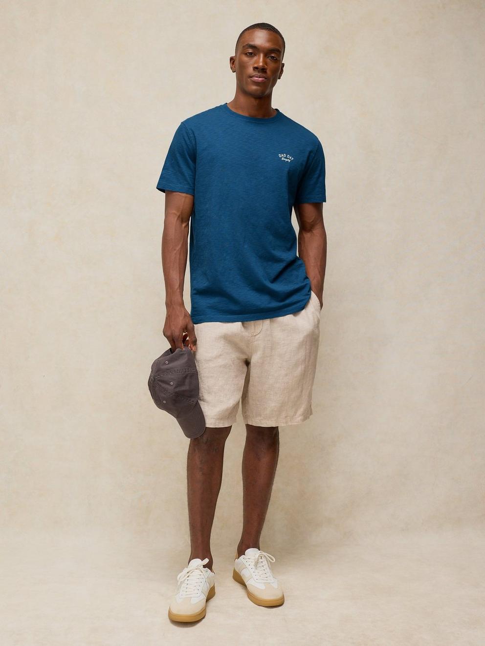Abersoch Fathers Day Tee in INDIGO BLE - MODEL FRONT