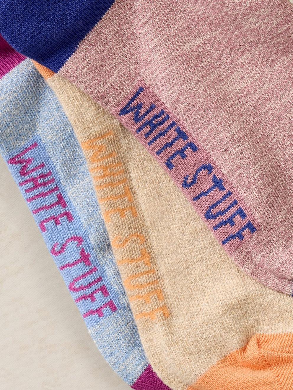 3PK COLOUR POP ANKLE SOCKS in PINK MULTI | White Stuff EU