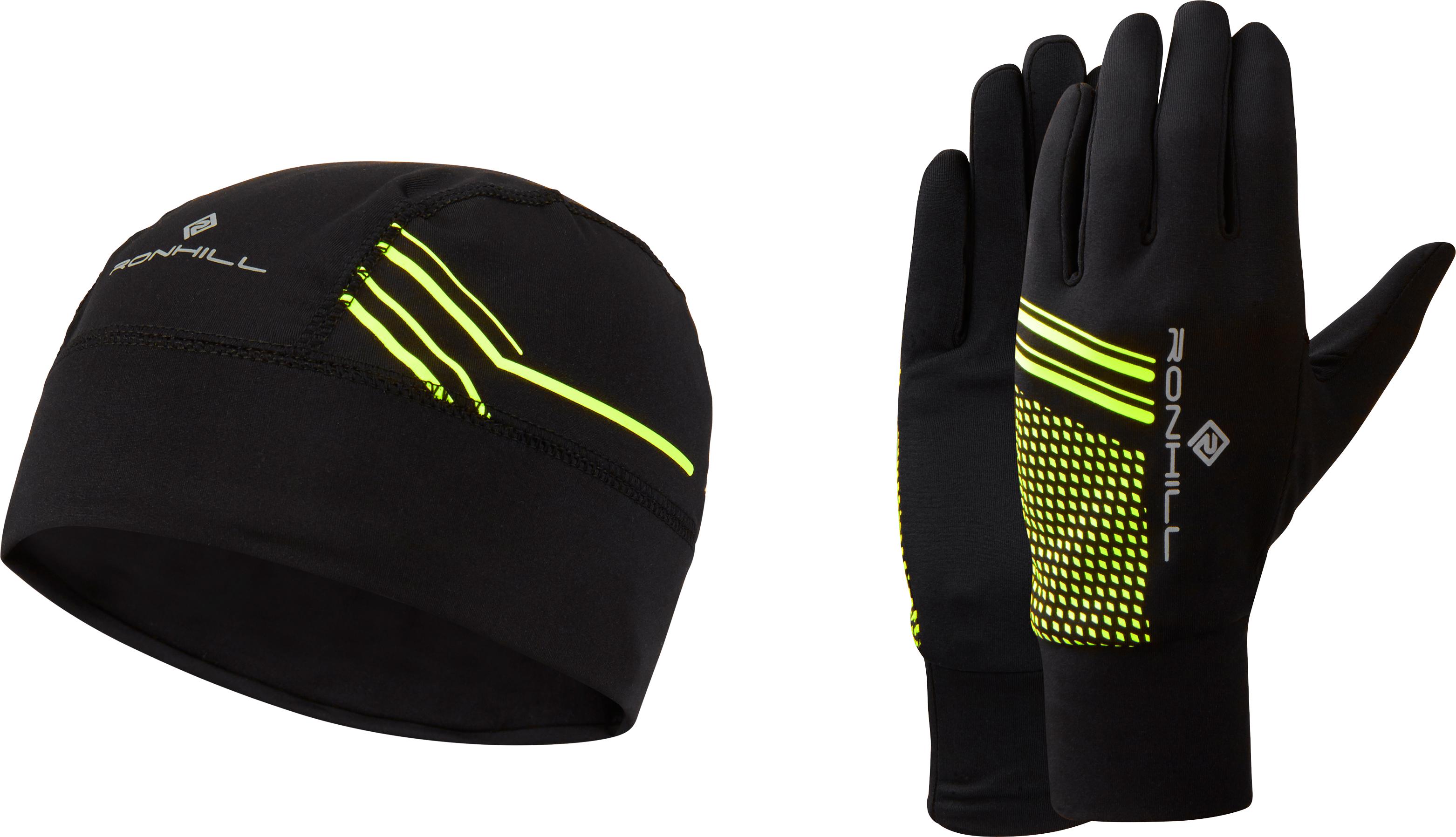 Image of Bonnet et gants Ronhill - Black/Fluo Yellow