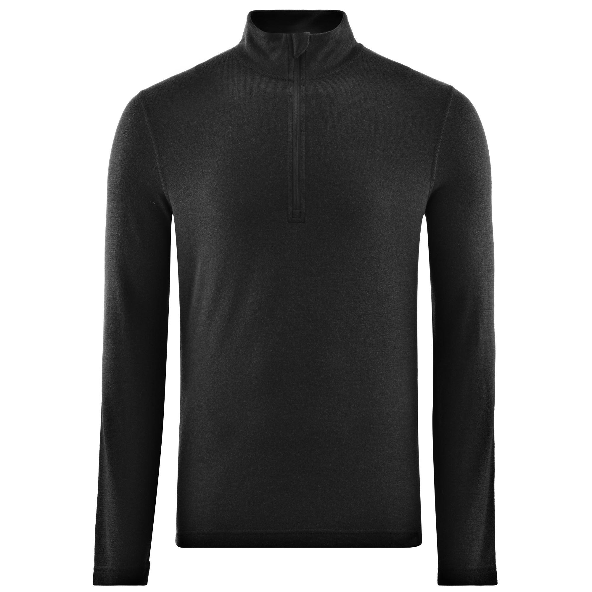 Click to view product details and reviews for Fohn Mens Merino Long Sleeve Zip Base Layer 250 Black.