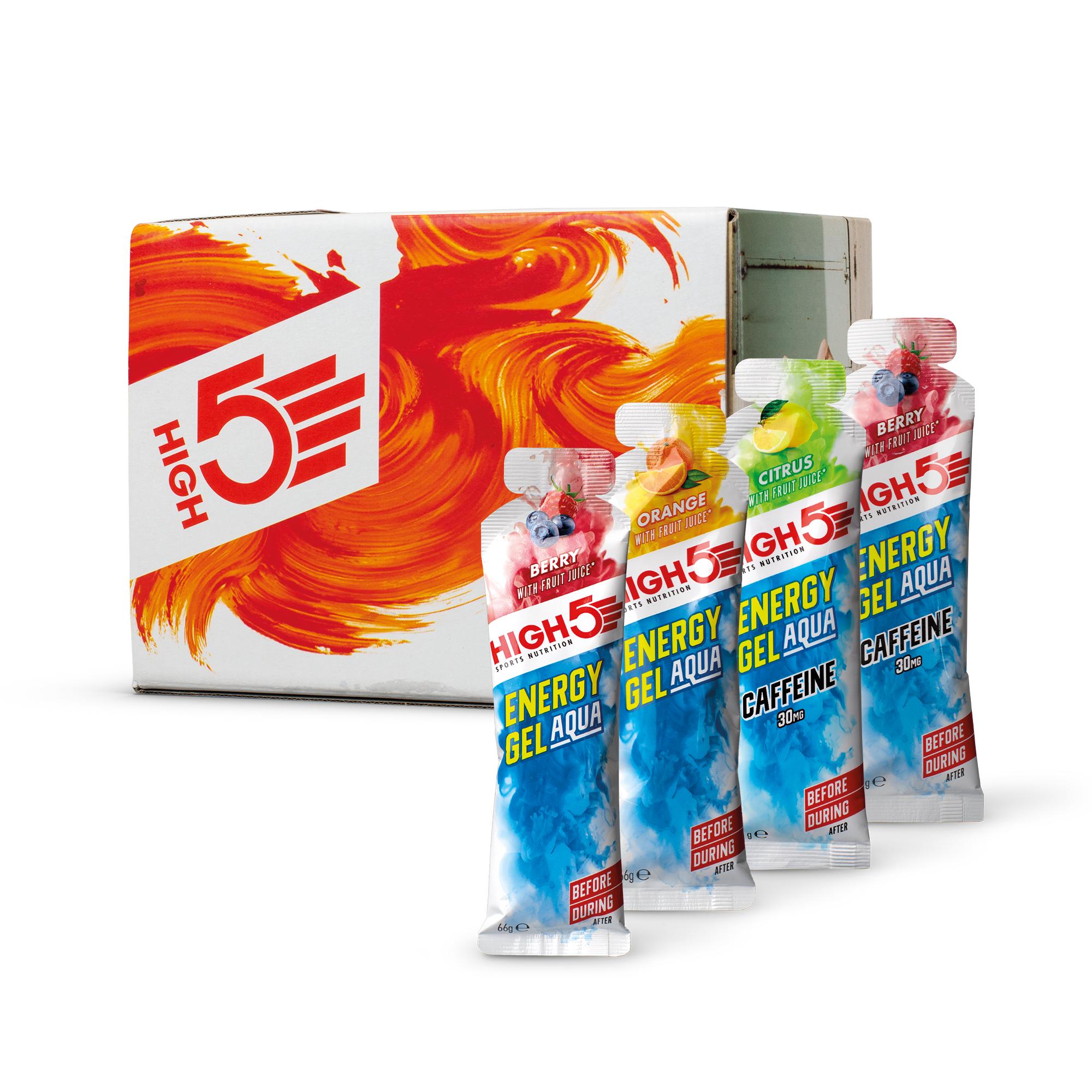 Click to view product details and reviews for High5 Energy Gel Aqua Mixed Flavour Pack 15 X 66g.