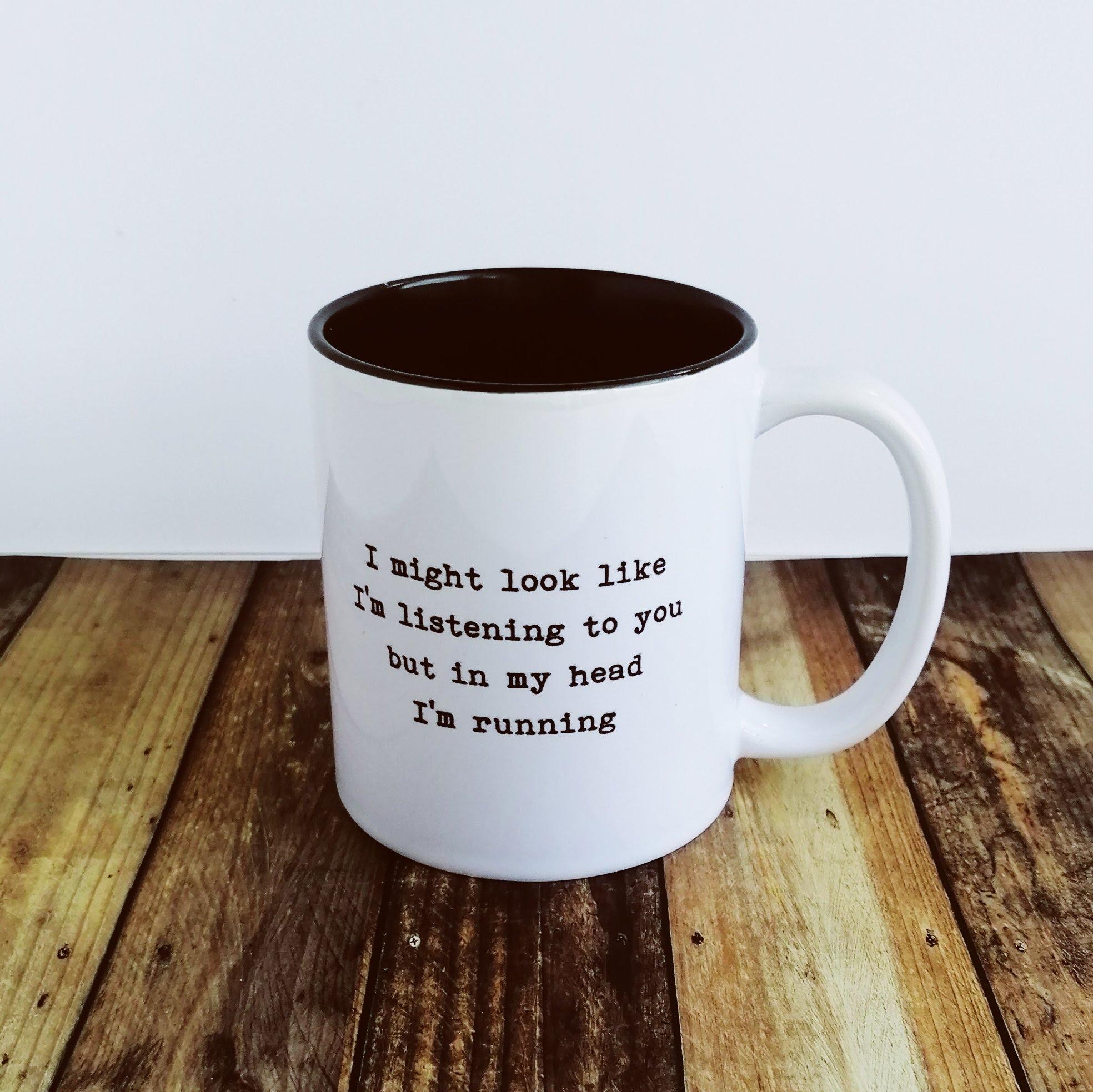 Image of Worry Less Designs In My Head I'm Running Mug - Neutral