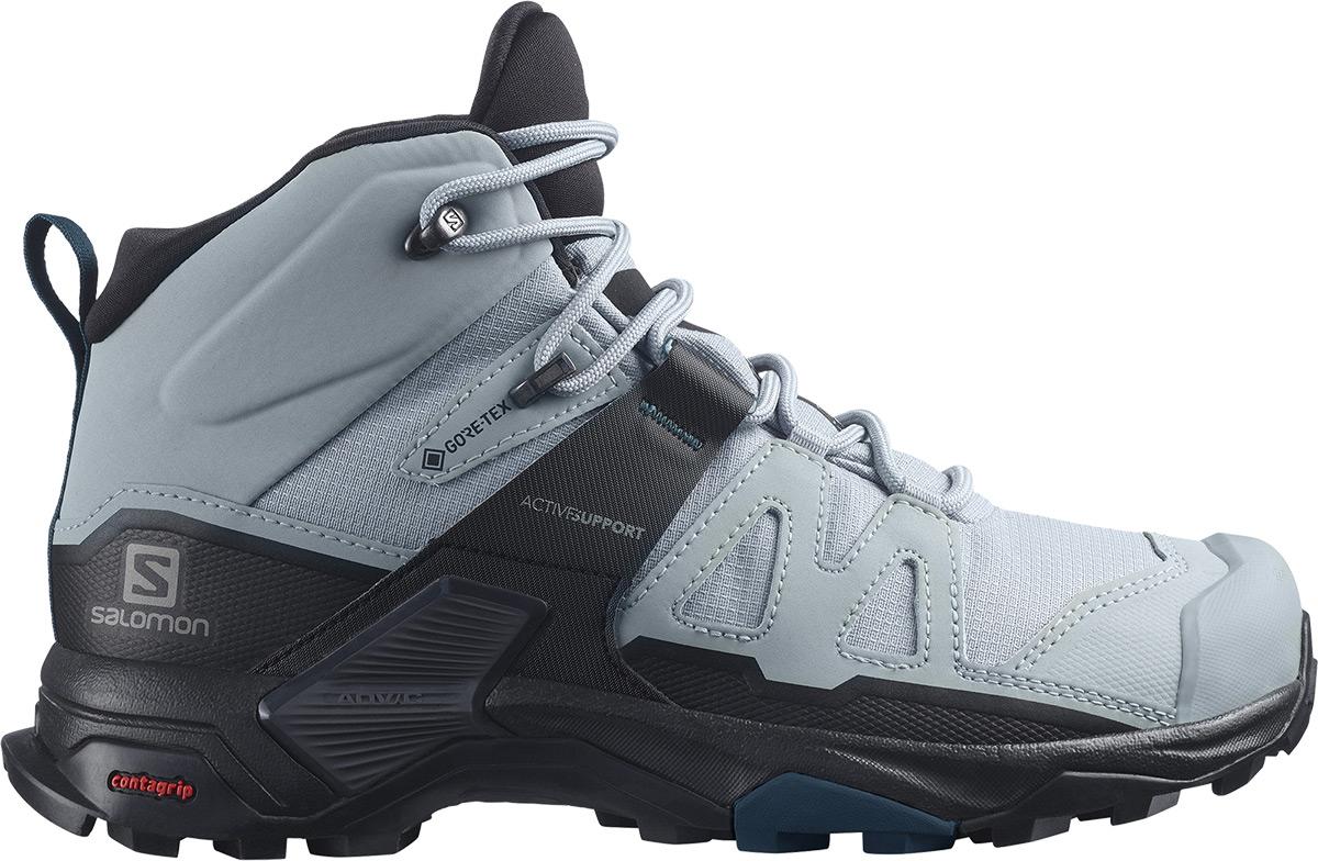 Click to view product details and reviews for Salomon Womens X Ultra 4 Mid Wide Gore Tex Shoes Quarry Black Legion Blue.