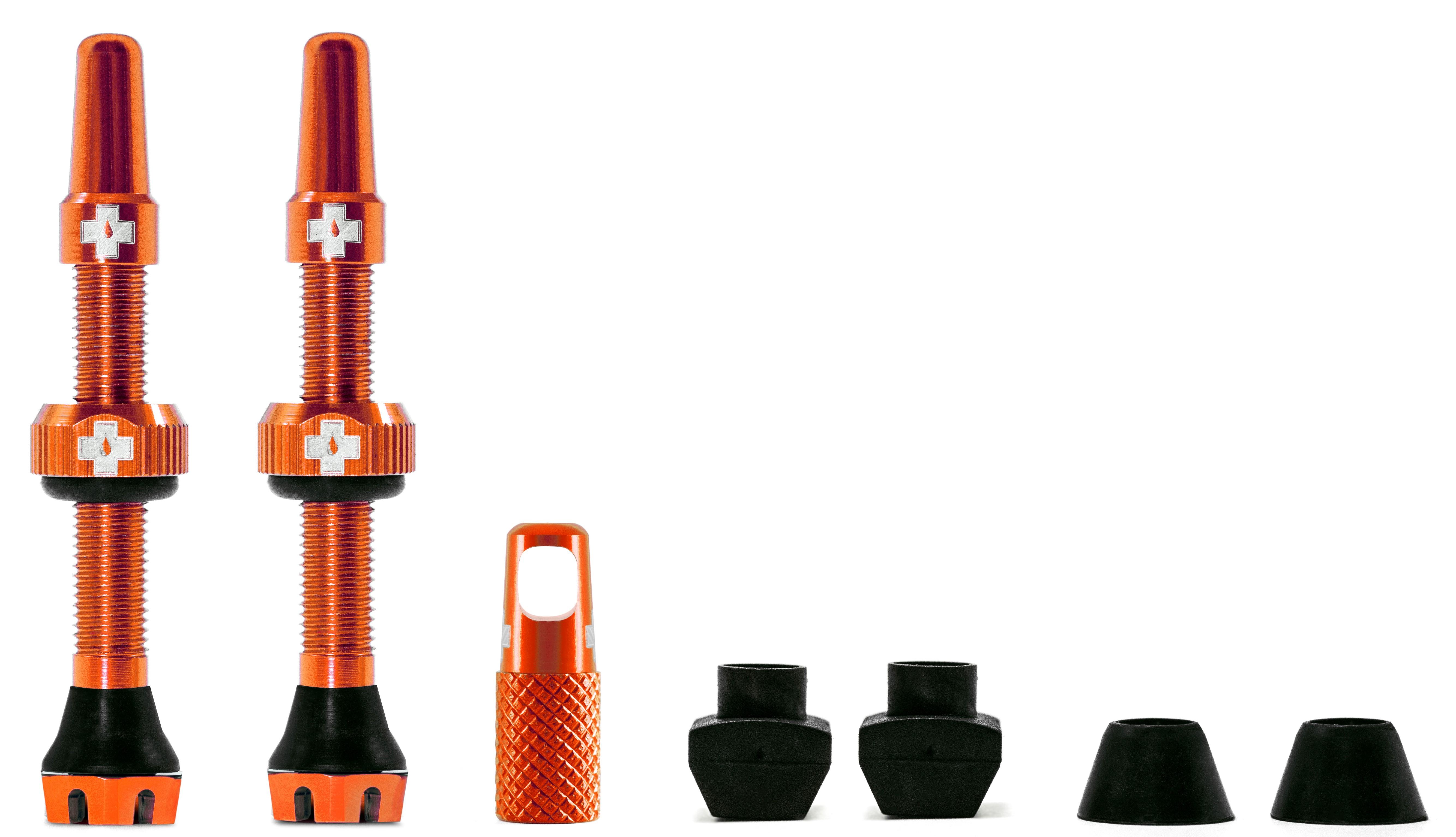 Click to view product details and reviews for Muc Off Tubeless Valves Pair Orange.
